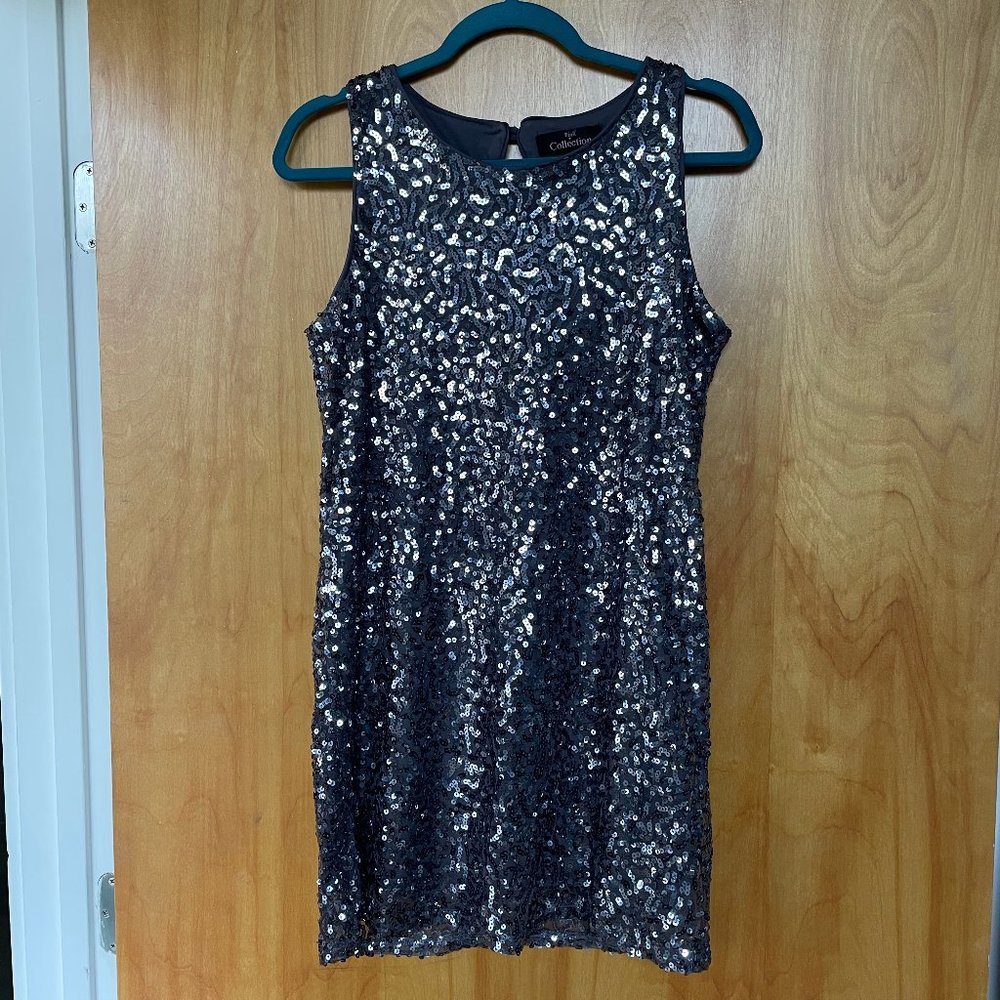 Steel Gray Sequin Mini Dress